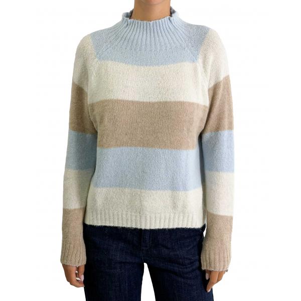 Maglione a righe collo alto